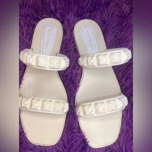 Stuart Weitzman White Embellished Sandals